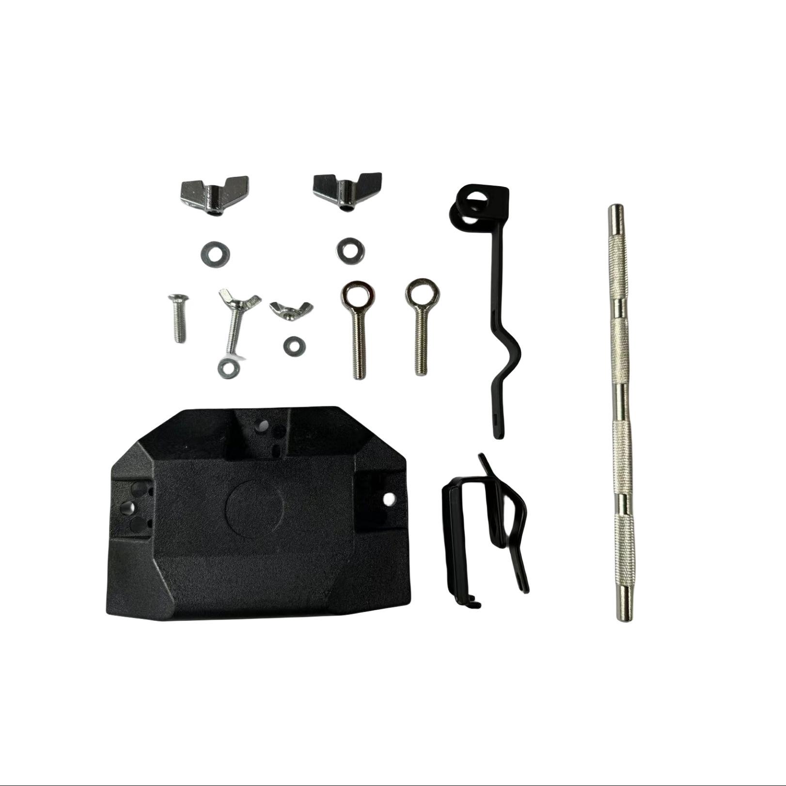 Large Bass Drum Cowbell Clip with Plastic Clapper & Wooden Fish Extension Stand 3-Sided Cowbell with Stand Set