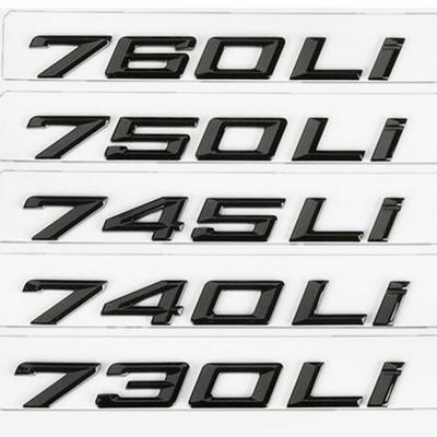 Décoration Carrosserie Voiture Noir Brillant Emblème Coffre Arrière Badge Lettres 3D Accessoires Pour Série 7 760Li 750Li 745Li 740Li 730Li