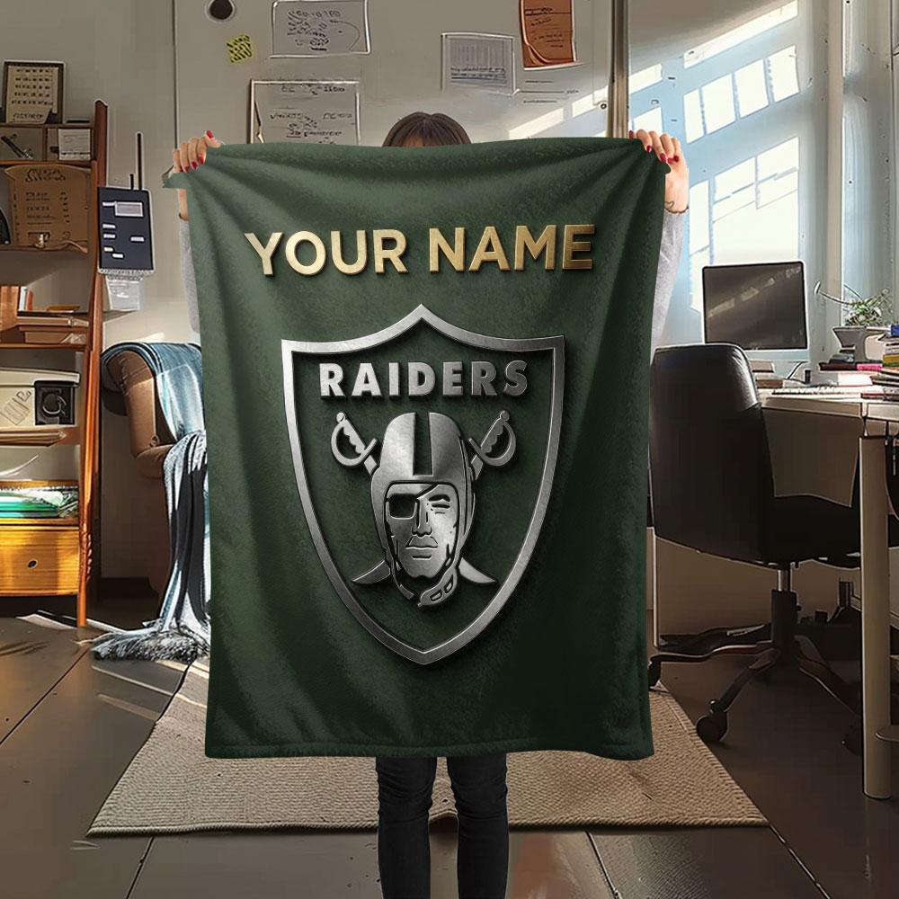 Custom Name,Las Vegas Raiders Printed Flannel Blanket, Soft Throw for Bedroom Sofa, Washable, Christmas Present, Great Gift.