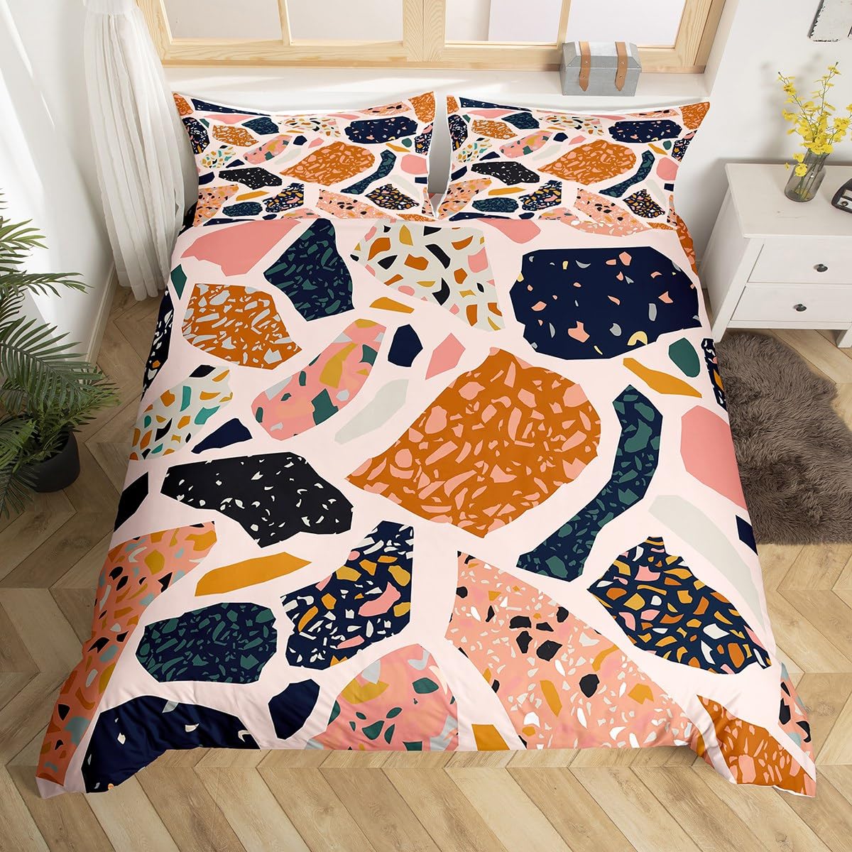 

Красочный современный мраморный арт пододеяльник для девочек, женщин, девчачий мраморный постельный комплект, радужный пододеяльник, акварельный чехол для одеяла EU single(135x200cm)