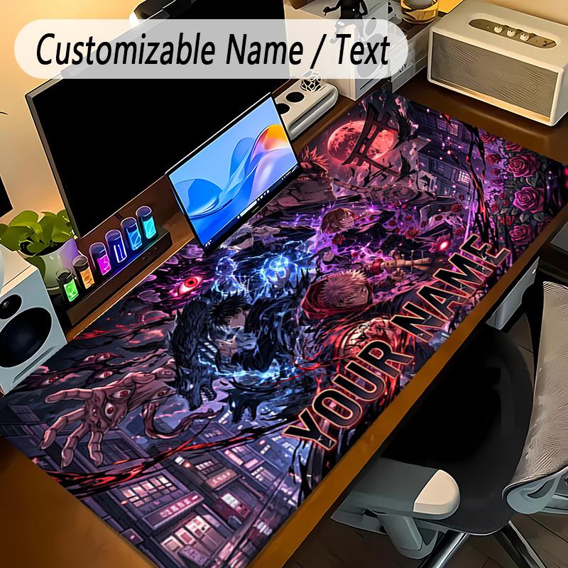 Large Mouse PadJujutsu Kaisen Custom Name Text Personalized Desk Mat Non Slip Gaming Pad