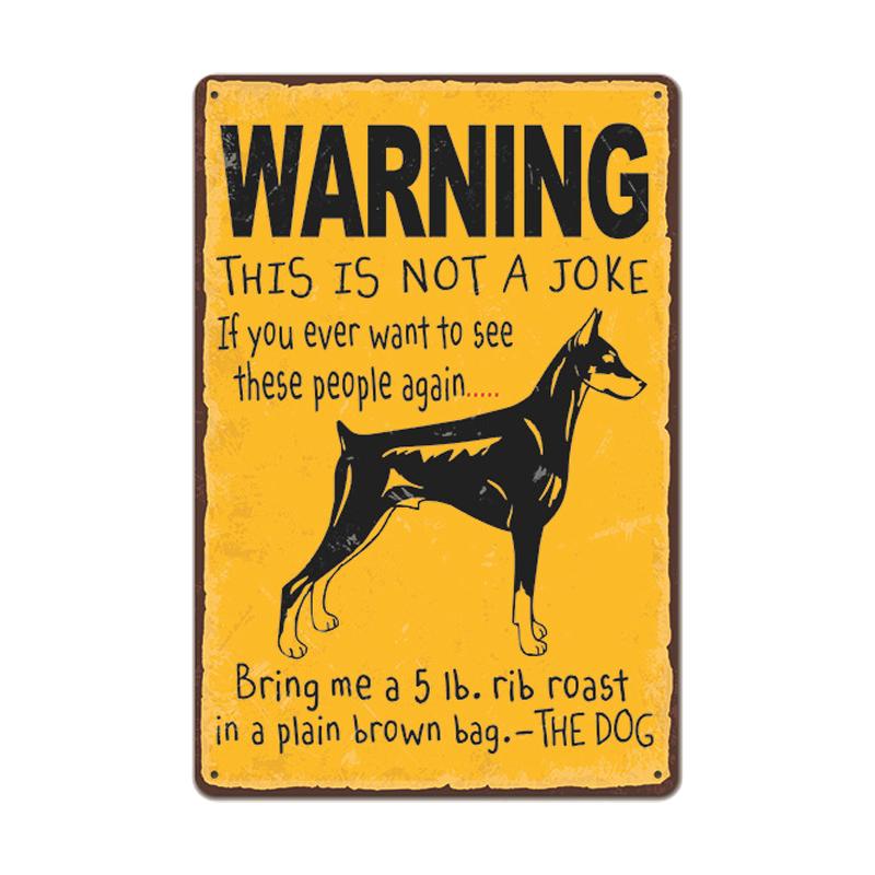Dog Metal Tin Signs Vintage Poster Beware of Dog Retro Tin Plates Wall Stickers for Garden Family House Door Decoration