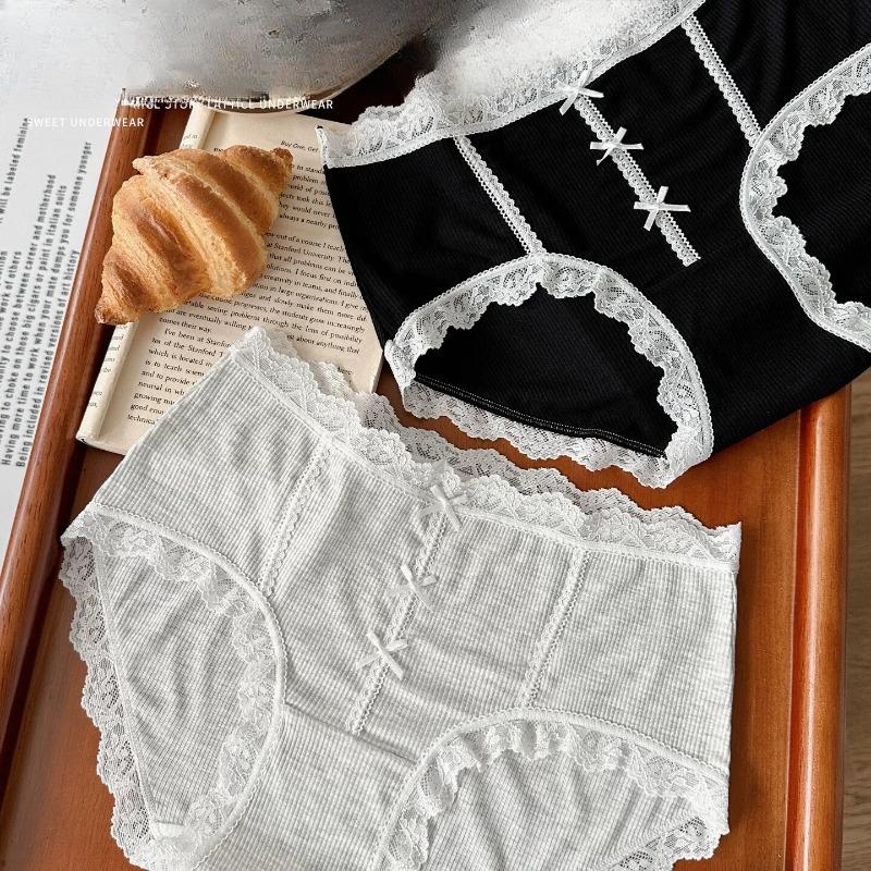 Women Plus Size High Stretch Lace Panties Antibacterial Cotton Crotch Sexy Thin Breathable Triangle Briefs