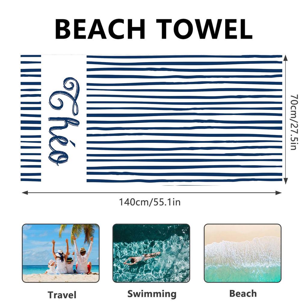 Personalized Girls Beach Towel With Name Custom Beach Towels Striped Pool Towel with Logo Text For Wholesale Beach Accessories