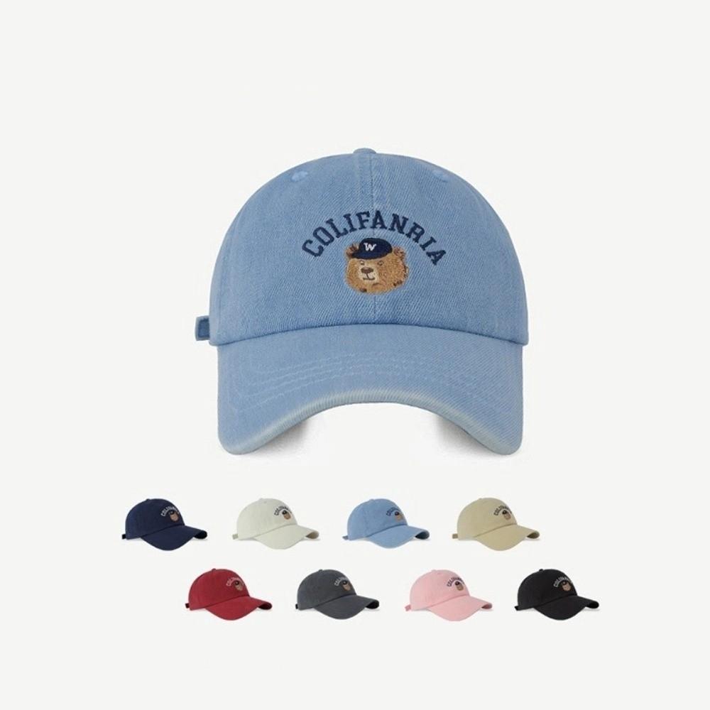 Cotton Bear Embroidery Cap Korean Snapback Hat Adjustable Men Women Baseball Cap  Teenagers