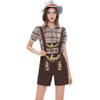 Beer Festival Costume Bavarian Women's Performance Costume Plaid Printed Overalls Set