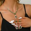 3PC Women's Fashion Zircon Series Water Drop Leaf Necklace Earrings Zircon Set Suitable for Wedding, Party, Festival Gifts-8559