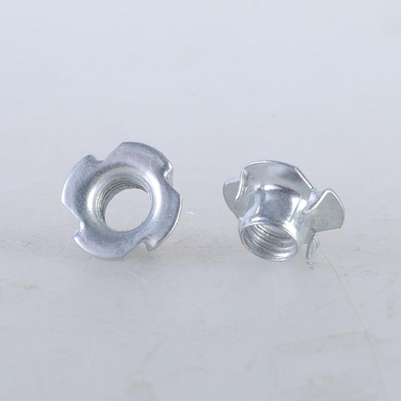 Four Jaw Threaded Inserts Corrosion Resistant T Nut Blind Pronged Tees 4 Jaw Tees Nuts for Wood Working Hardware
