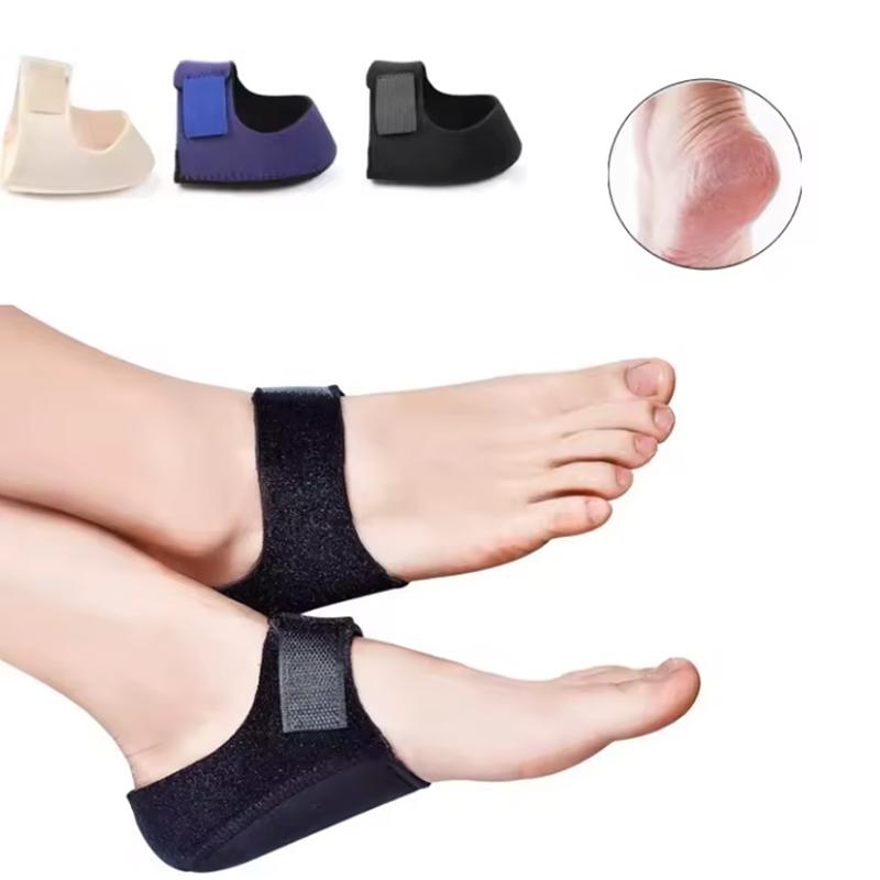 1Pair Silicone Heel Pads Shock Absorption Relieve Leg Pressure Adjustable Anti Slip Strap Foot Care Insoles For Walking Standing
