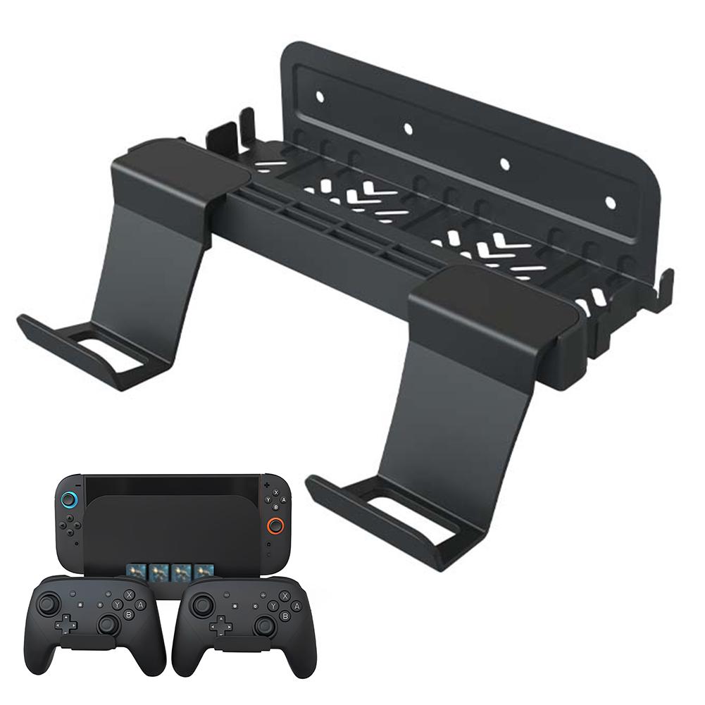 Wall Mount with Game Card Slots and 4 Joy-Con Hanger Metal Wall Bracket Console Holder Stand for Switch/OLED Game Storage Rack