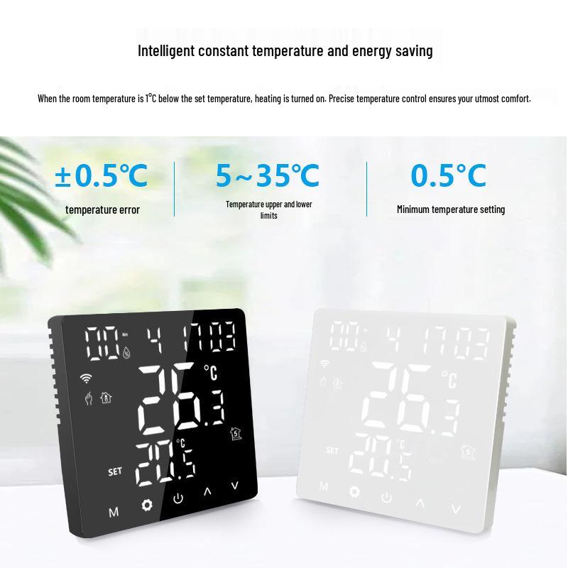 Intelligenter WLAN-Thermostat: Graffiti LED Touch für Elektro-/Fußboden-/Wasserheizung und wandhängende Kessel mit APP- & Sprachsteuerung.