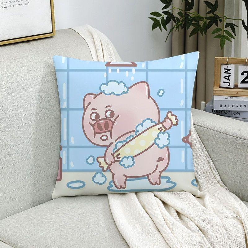 Pig Pattern Pillowcase Dormitory Decoration Office Living Room Sofa Home Pillowcase