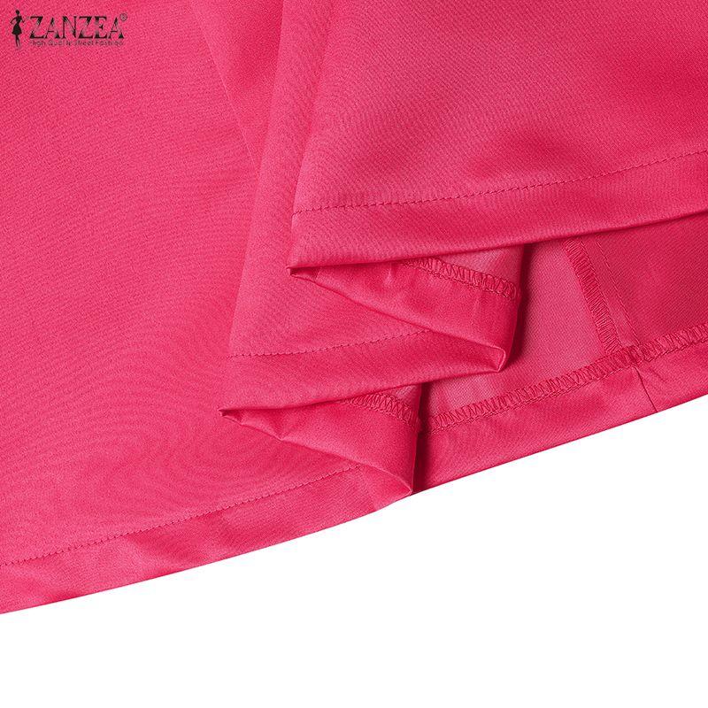 ZANZEA Women Casual Round Neck Short Sleeve Summer Dress