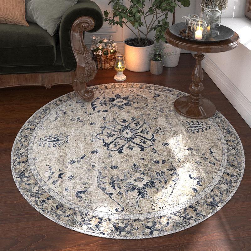 

Килим перський ретро круглий стійкий до плям: Легкий у догляді, нековзкий кришталевий велюр для вітальні. 60*60cm (Crystal Velvet)