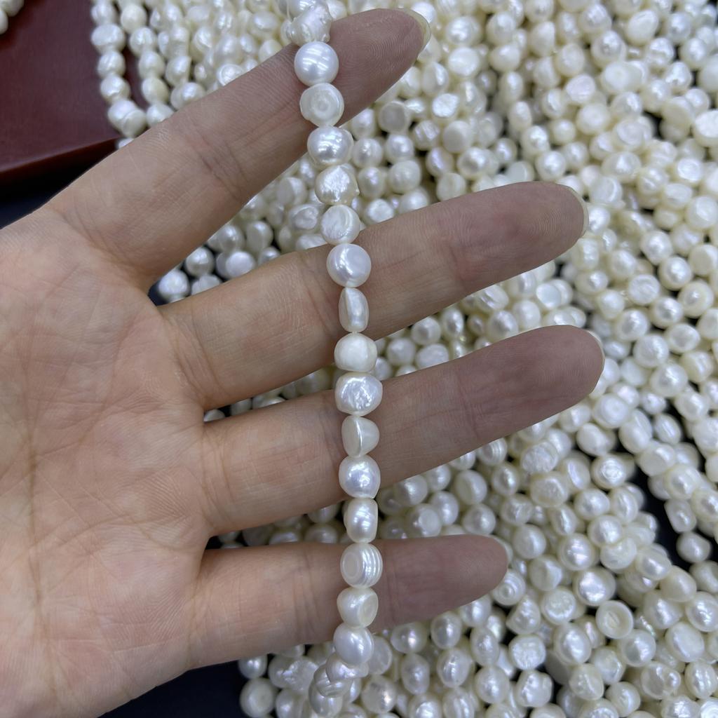 1String, Baroque White Natural Freshwater Pearls, Straight Hole Nugget Pearl Beads for Jewelry Making DIY Crafts Length 36cm)
