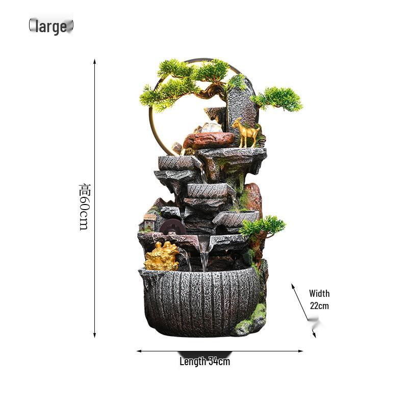 Desktop Feng Shui Rockery Water Feature with Recirculating Ball for Wealth and Luck, Perfect for Office, Living Room, or Opening Ceremony Gift.