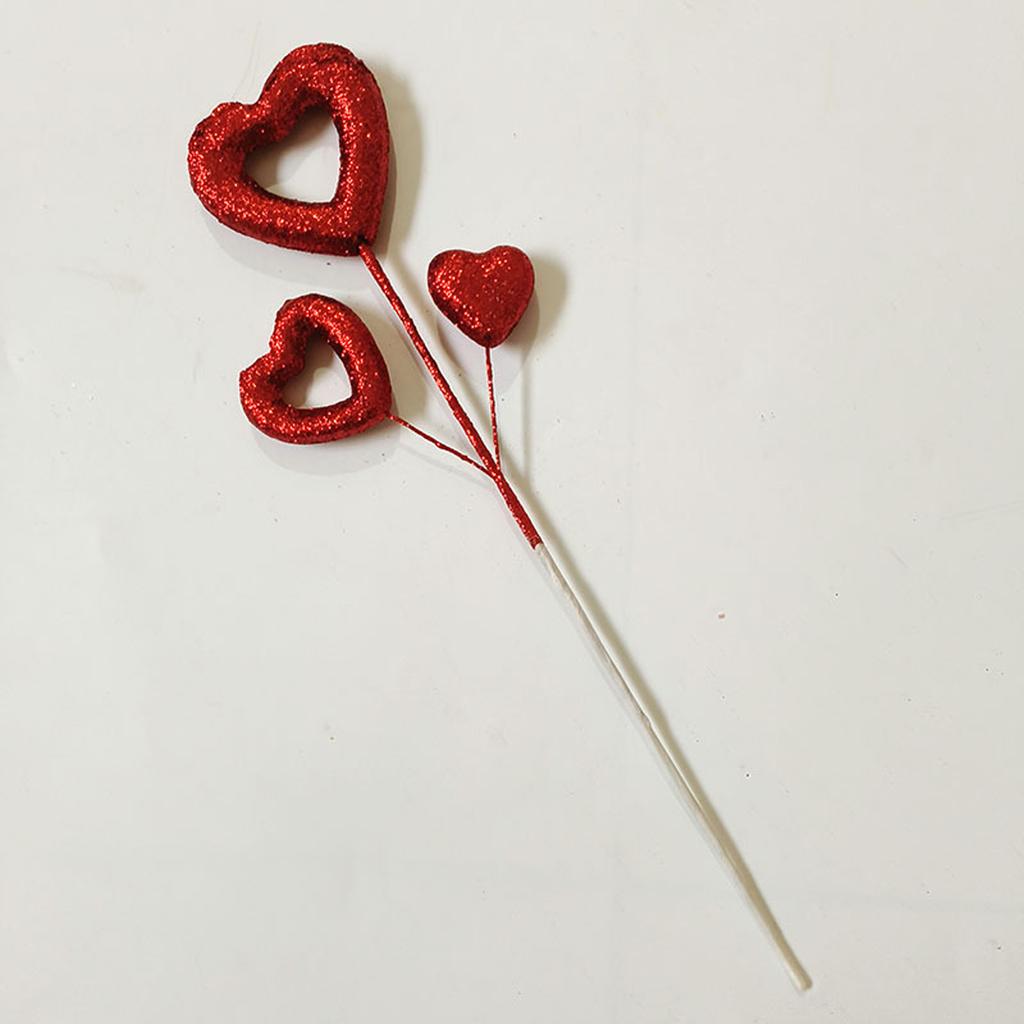 Cuore di San Valentino, Decorazioni Floreali a Forma di Fiore, Cuori in Schiuma con Glitter e Rami Floreali Fatti a Mano, Accessori a Forma di Cuore Pesca, Decorazioni per le Feste