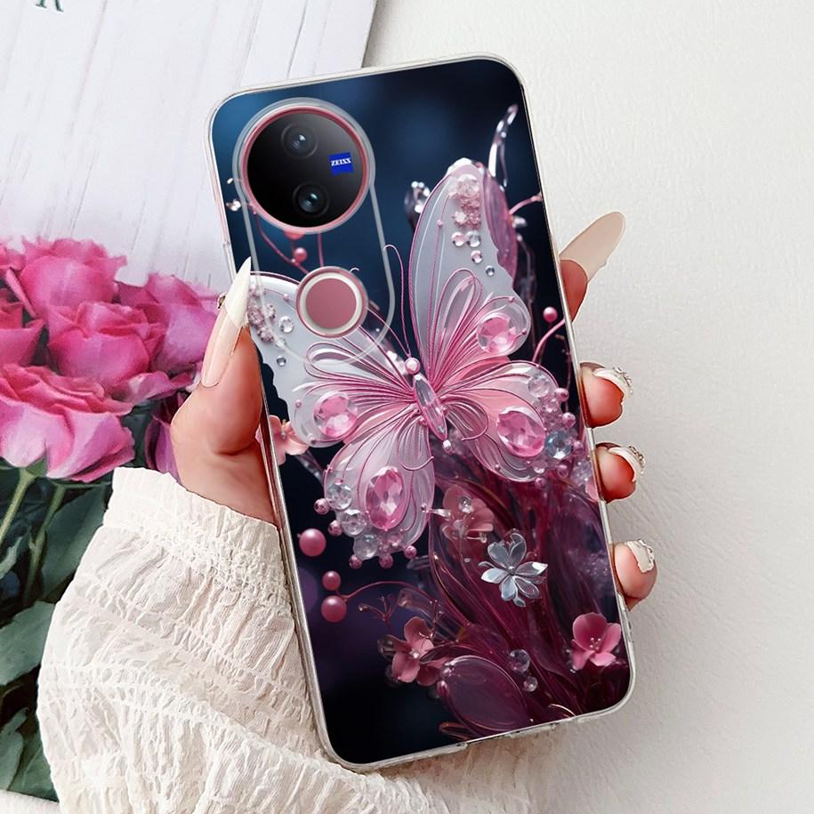 For Vivo V50 Case V2427 Phone Case 2025 New Fashion Butterfly Silicone Soft Cover For Vivo V50 Lite VivoV50 5G Shockproof Bumper