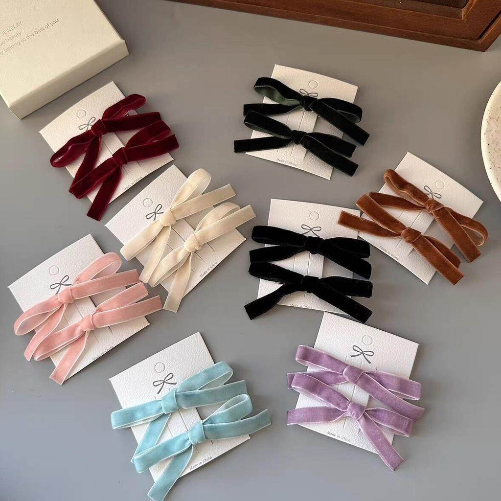 Βελούδινη Φιόγκος με Κόμπο Τσιμπιδάκι Μαλλιών: Γλυκό Κορεάτικου Στυλ Μονόχρωμο Φλοκωτό Κλιπ Πλατυποδιού για Παιδιά - Ιδανικό για Φθινόπωρο και Χειμώνα