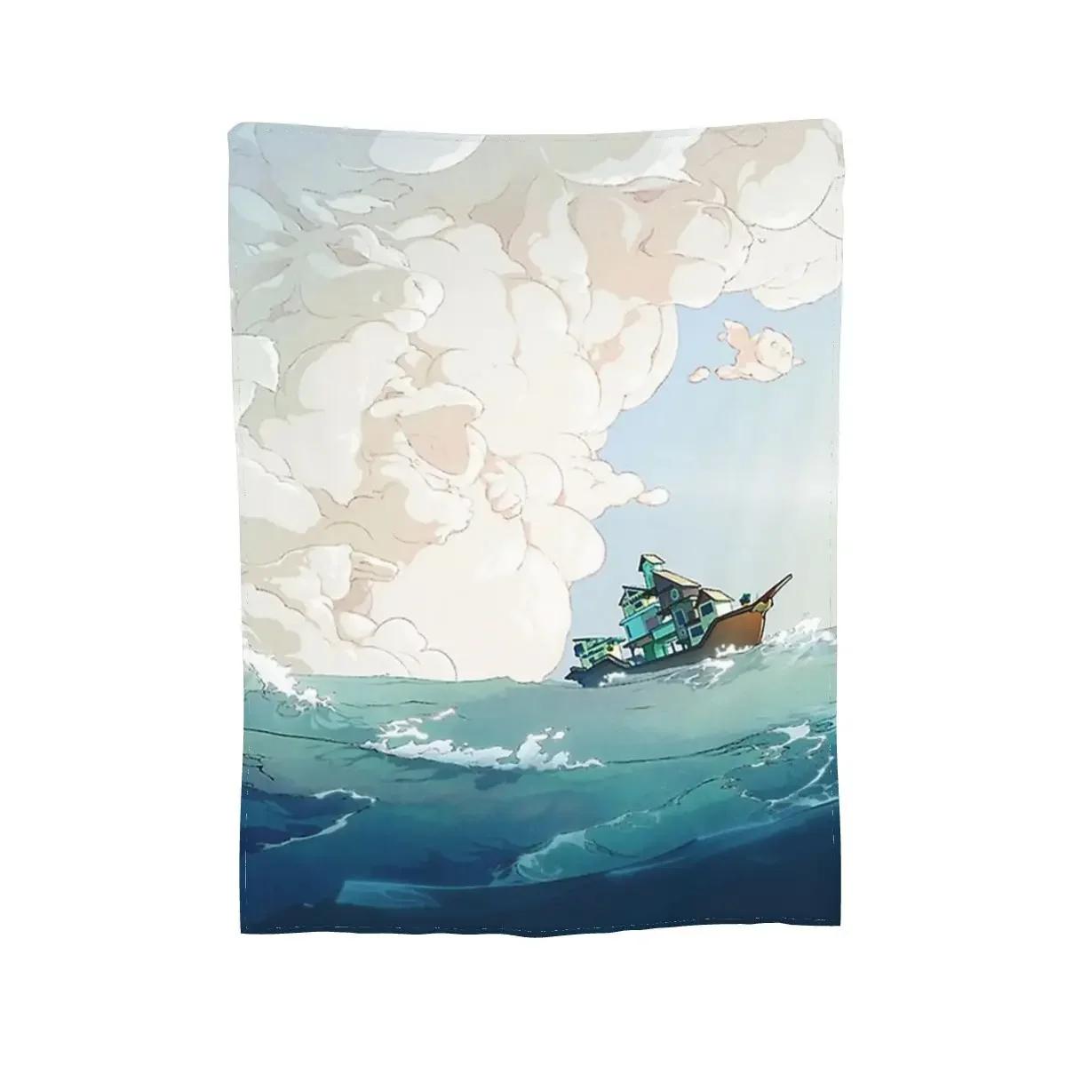 Spiritfarer - Sun - Waves - Boat Blankets Soft Warm Flannel Throw Blanket Cover for Bed Living room Picnic Travel Home Couch 80x120cm