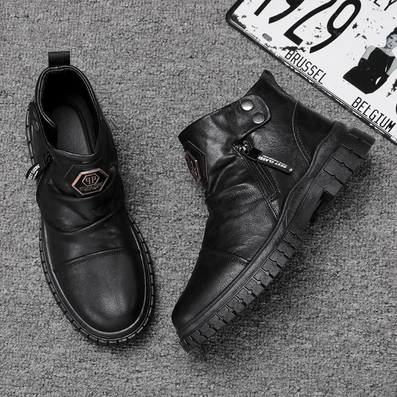 2024 Nové pánské kotníkové boty Retro motocyklové boty 2024 Měkké venkovní zipové vycházkové zimní boty pro muže Pohodlné boty Botines 45