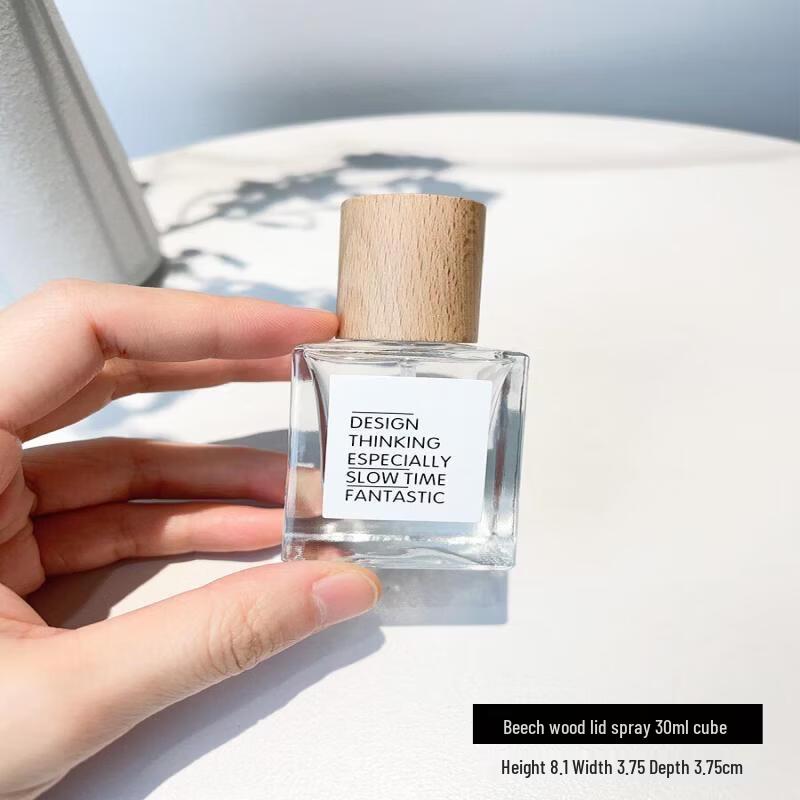 LIEI Portable Glass Perfume Spray Bottle with Wooden Cap