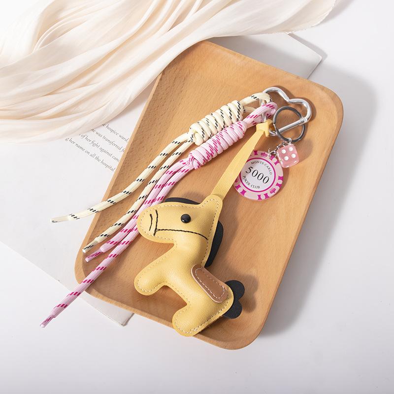 1 Piece Leather Pony Keychain Braided Rope Backpack Pendant For Phone Bag Hanging Accessories Diy Decoration