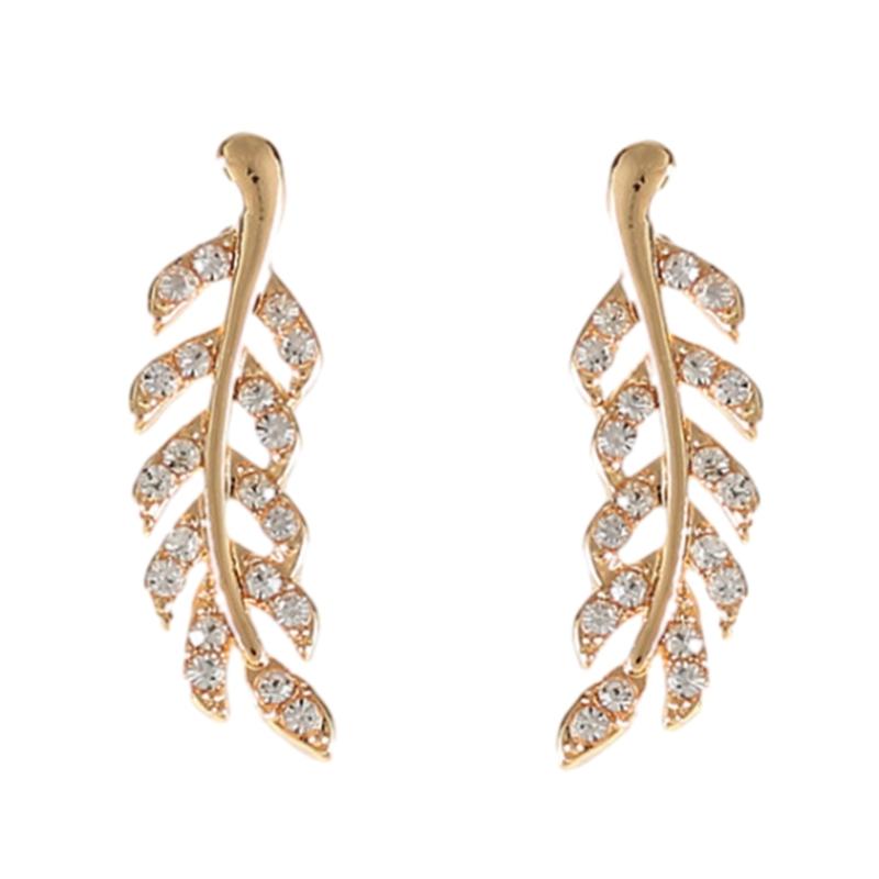 

Hollow Out Leaves Earrings for Women Trendy Vintage Crystal Ear Studs Unique Designs Silver Golden Color Girl Jewelry 1