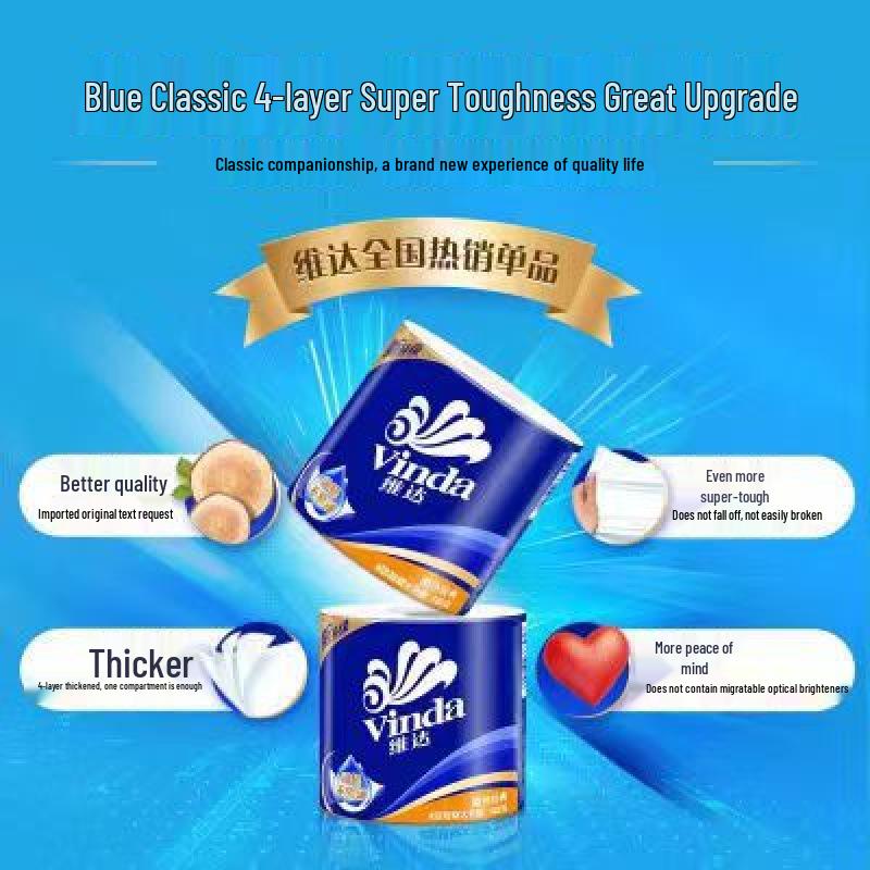 Carta Igienica Vinda Classic Blu, 2000g, 10 Rotoli con Anima