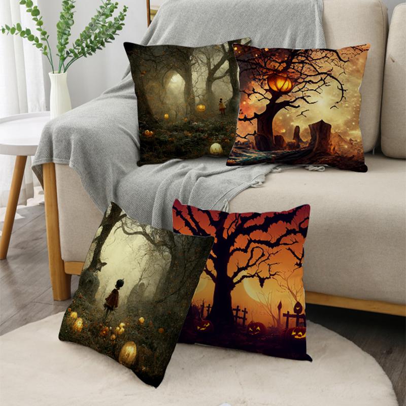 NIGHTWISH Halloween Pattern Pillowcase Holiday Design Home Decor Sofa Cushion Cover 40/45/50cm Happy Easter Day