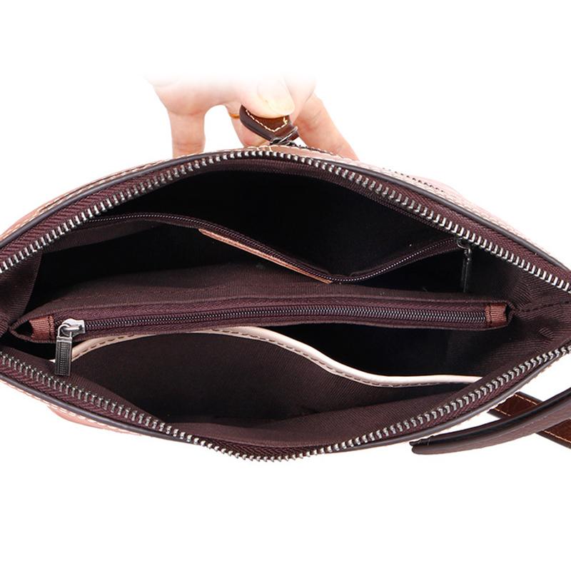 The First Layer of Cowhide One-shoulder Messenger Women's Bag, Chinese Style Rose Rose Women's Bag