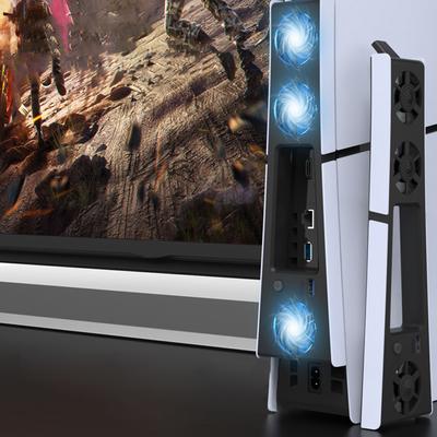 Quiet Cooler Fan for PS5 Slim Console with Adjustable Speed Silent Enhanced Cooling Fan with LED Lights for Playstation 5 Slim