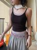 Louvre Spring/Summer Women's Color Block Double Strap Hollow Back Camisole Top