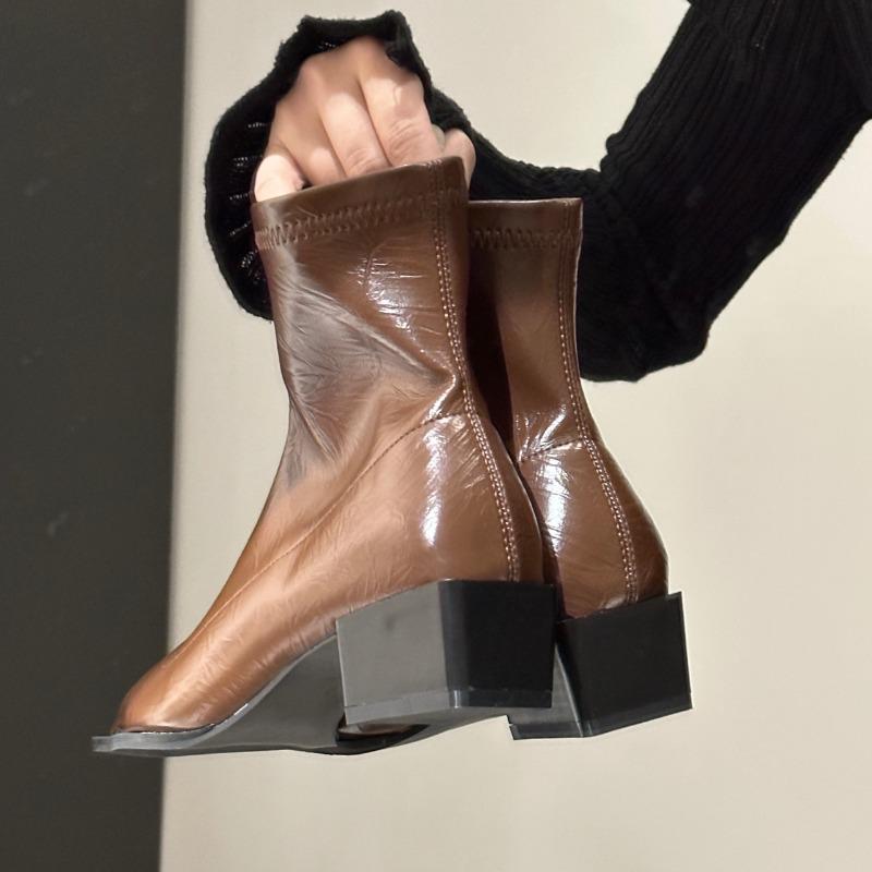 Fashion 2025 Autumn Women Ankle Boots Shoes Fashion Pointed Toe Ladies Short Boot Square Low Heel Casual Winter Women's Footwear