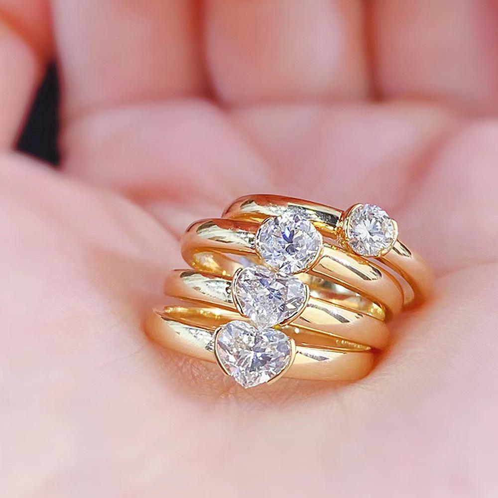 Xiancan Jewelry Heart-Shaped Ring: 2022 Fashion, 6x6 Luxury Simulated Engagement Diamond, Girlish Design