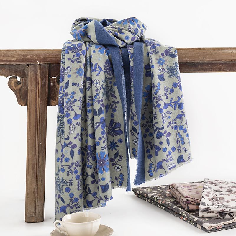 65*180cm Fashion Floral Print Women Winter Warm Scarf Hijabs  Shawl Cashmere Pashmina Lady Wraps Bufanda