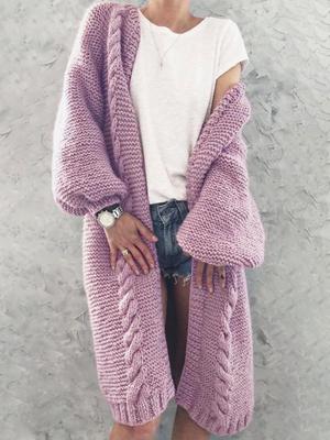 European and American Long Knitted Cardigan Sweater for Spring, Autumn, and Winter