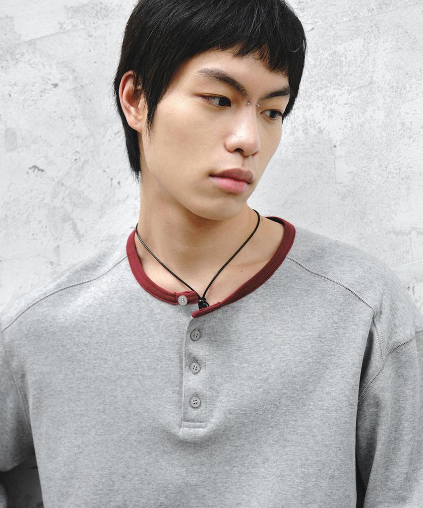 INTEMPOMOOD Coloring Henley Neck Long Sleeve: 2 Colors
