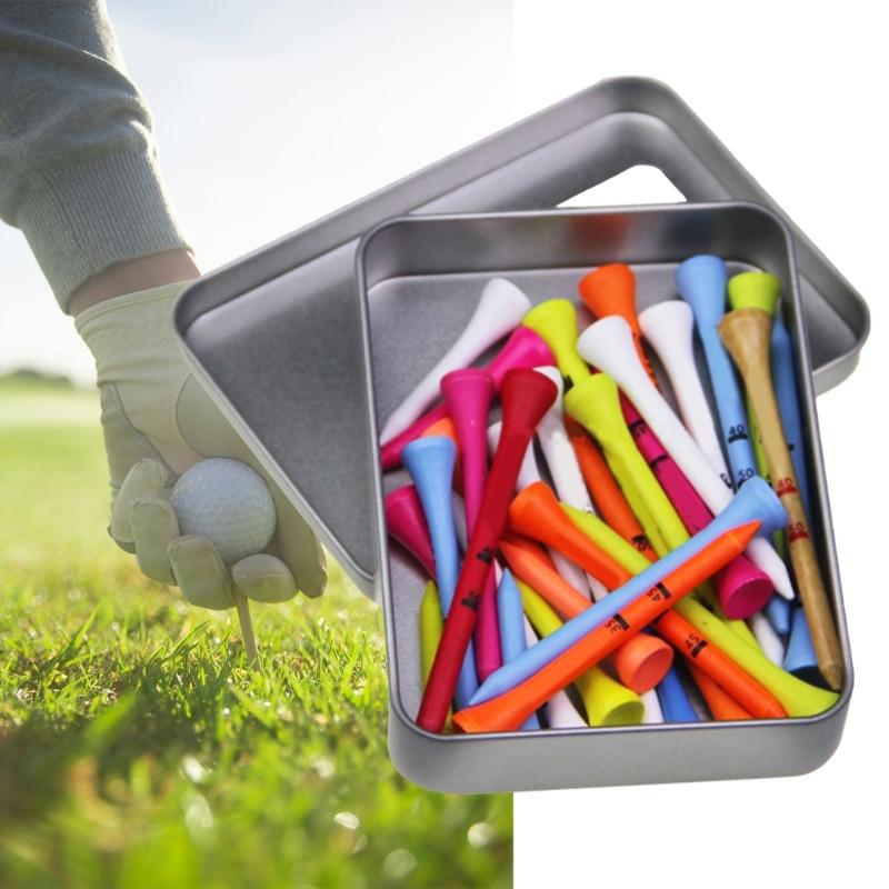 1 Låda Flerfärgade Golfpeggar Minskar Friktion Golfpeggar 42/70/83mm Golfpeggar med Förvaringsfodral