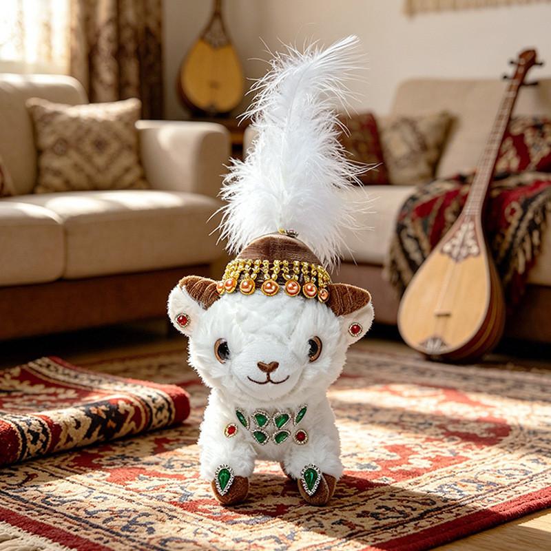 Sheep Plush Toy With Traditional Ethnic Design For Collectors And Giftgiving