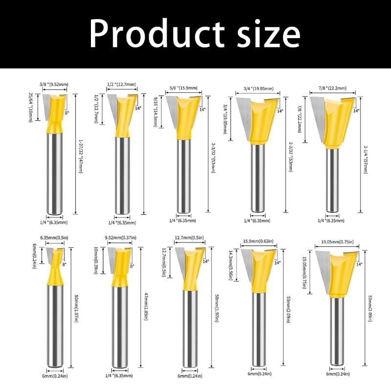 Milling Cutter Wood Carving Dovetail Joint Router Bit 14 Degree Woodworking Engraving Bit Milling Furniture Accessories