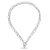 Minimalist Stainless Steel Double-Layer Square Chain Necklace with OT Toggle Clasp - Women's Hip Hop Jewelry
