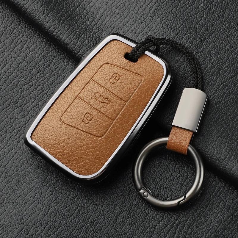 Metal And Leather Car Key Case Cover For Vw Volkswagen Passat B8 Cc Arteon Magotan Gte Skoda Fabia Superb A7 Kodiaq
