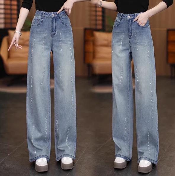 

LX Clothing Women s High-Waisted Rhinestone Wide-Leg Jeans - Spring Collection 26/S recommended for 85-95 lbs