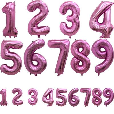 Pink Number Balloons 32inch Inflatable Gifts Fashion Aluminum Film Balloon  Theme Birthday Party