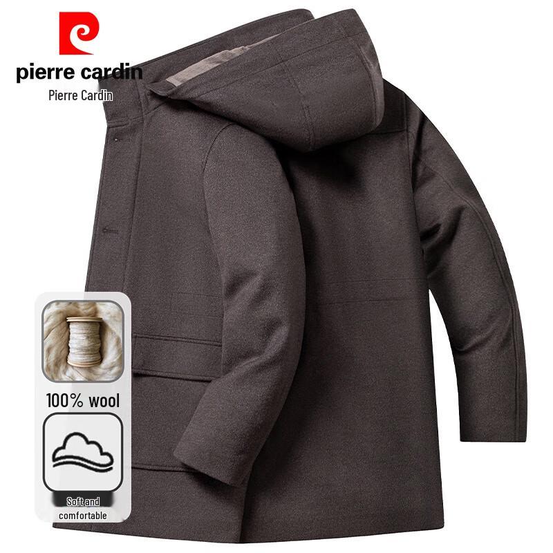 

Pierre Cardin Men s 100% Wool Hooded Mid-Length Coat L