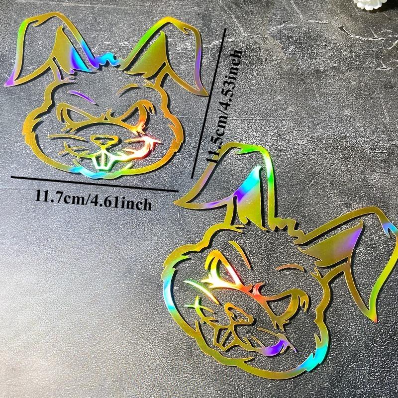 1PC Evil Rabbit Laser Motorcycle Sticker Waterproof for Motorbike Windshield Fuel Tank Fairing Helemt Box Universal Vinyl Decal