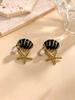 Cross-Border Glazed Starfish & Shell Pearl Stud Earrings - Light Luxury Beach Jewelry