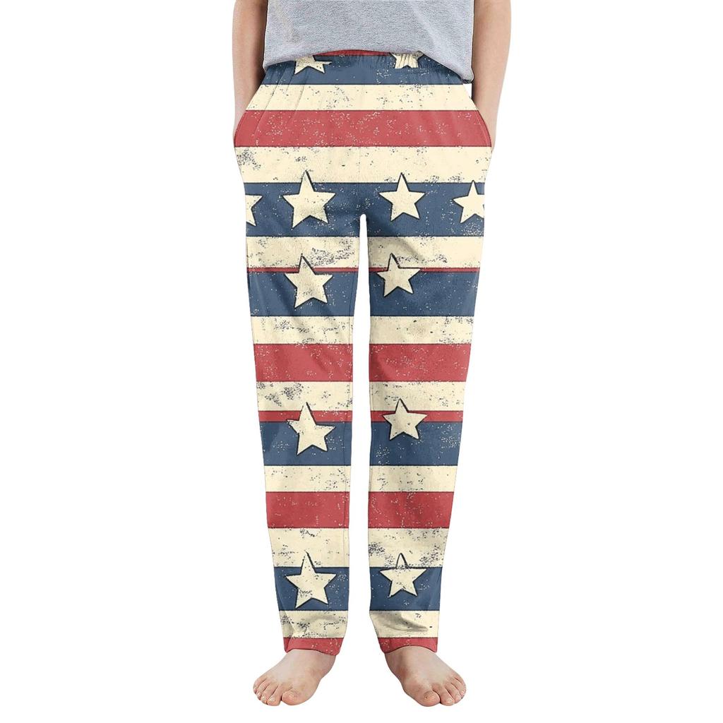 Kinder Jungen Mädchen Sport Unabhängigkeitstag Bedruckte Tasche Lässige Sporthose