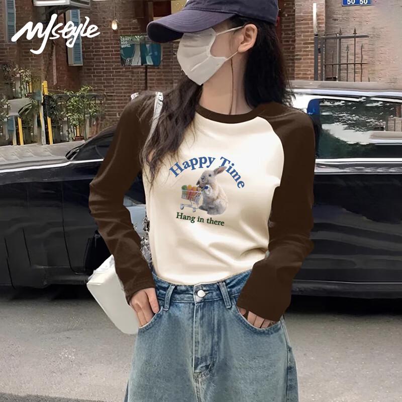 Женская футболка MJ STYLE с длинным рукавом, приталенная, с цветовыми блоками L